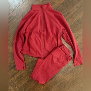 Elegant Red Jumpsuit with Zip-Up Front